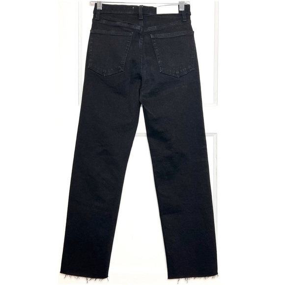 NWT RE/DONE 70s High Rise Rip Knee Raw Hem Ankle Crop Stovepipe Straight Jean 26 - Picture 8 of 13